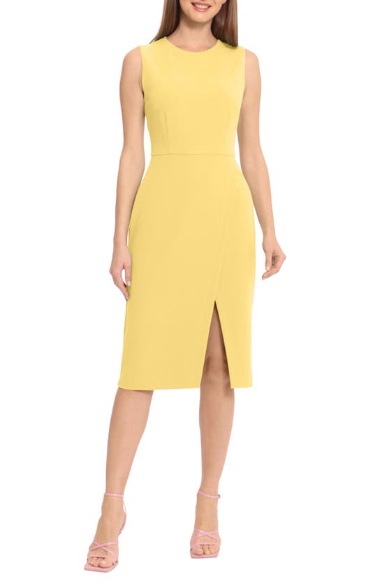 Maggy London Sleeveless Wrap Knee Length Dress In Snap Dragon