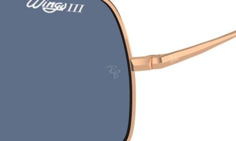 Shop Ray Ban Wings Iii 36mm Square Wrap Shield Sunglasses In Dark Blue