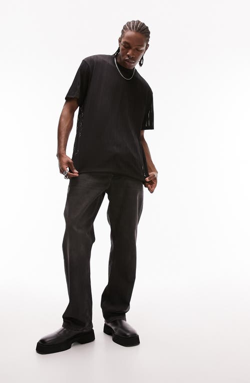 Shop Topman Oversize Mesh Rib T-shirt In Black
