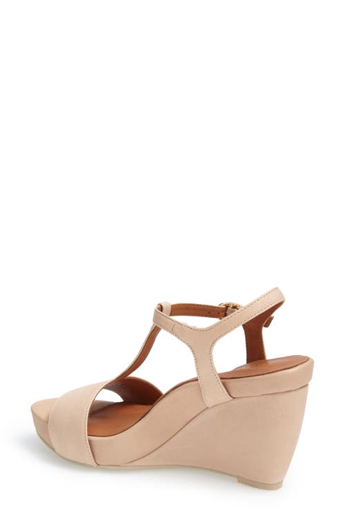 Idelle T-Strap Wedge Sandal in Nude Nappa