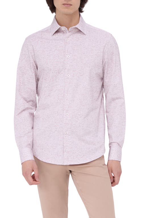 Shop Bugatchi James Ooohcotton® Heathered Button-up Shirt In Ruby