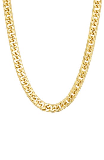Fzn Double Curb Chain Necklace In Gold