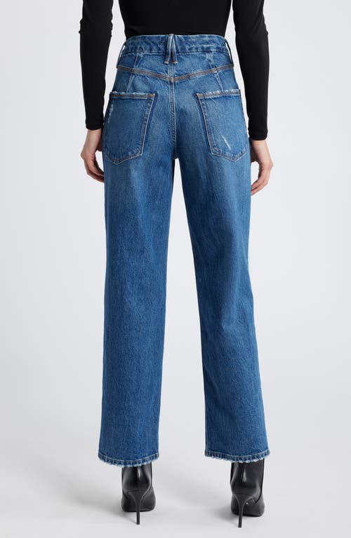 Shop Good American Good '90s Crossover Waist Straight Leg Jeans In Indigo713