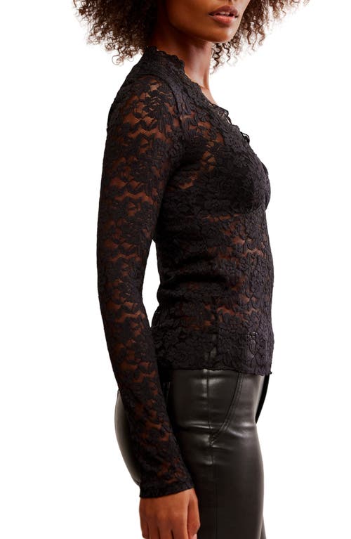 Free People All Day Lace Long-sleeve Top In Black