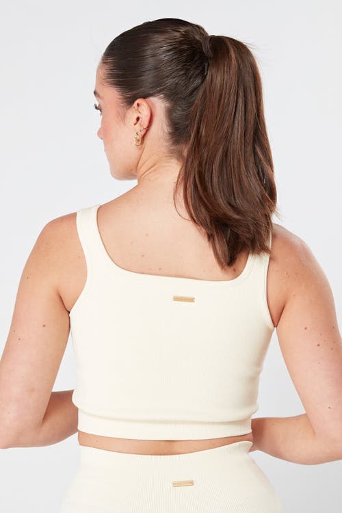 Shop Twill Active Recycled Seamless Rib Crop Top In Cream