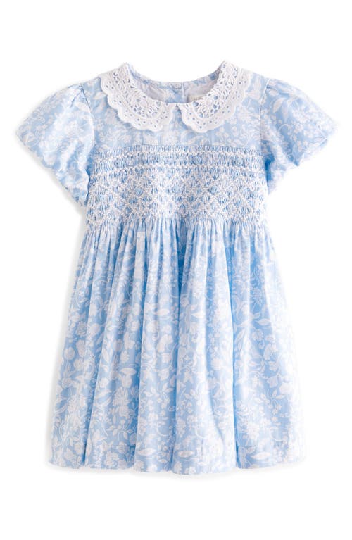 NEXT Kids' Floral Smocked Bodice Cotton Dress Blue at Nordstrom,