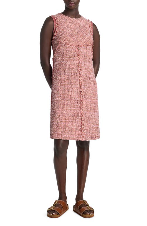St John St. John Collection Sleeveless Tweed Sheath Dress In Petal Pink/cranberry Multi