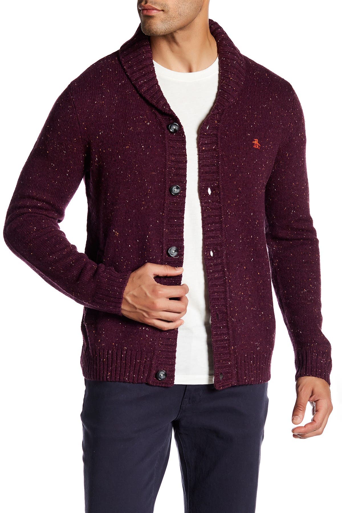 slim fit shawl collar cardigan
