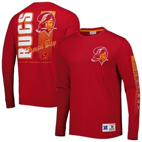 Men's Majestic Red Tampa Bay Buccaneers Power Hit Wordmark Long Sleeve T- Shirt