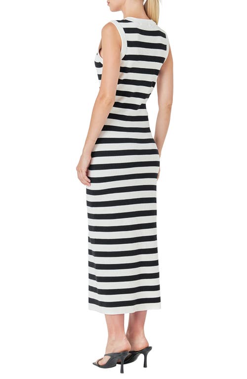 Endless Rose Stripe Sleeveless Midi Dress In White/ Black