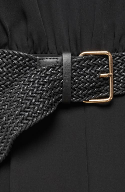 Mango Belted Sleeveless Jumpsuit In Black