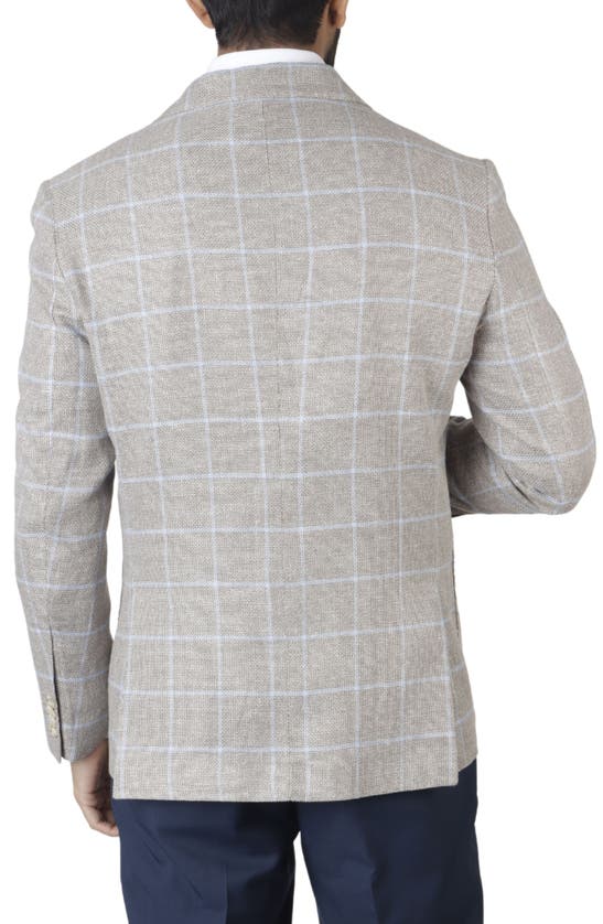 Shop Tailorbyrd Classic Fit Yarn Dyed Windowpane Linen-blend Sport Coat In Tan