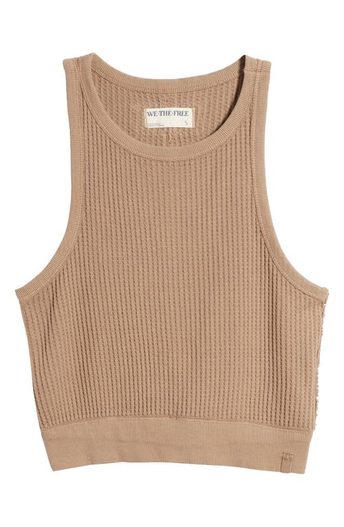 Shop Free People Waffle Stitch Crop Tank Top In Cuban Sand