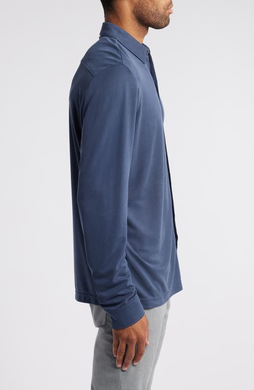 Johnston & Murphy Vintage Wash Knit Button-up Shirt In Navy