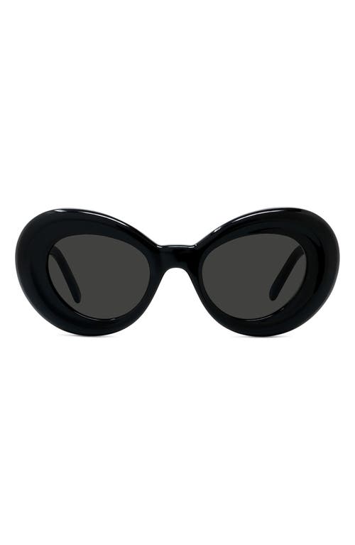 Loewe Curvy 47mm Butterfly Sunglasses in Shiny Black /Smoke at Nordstrom