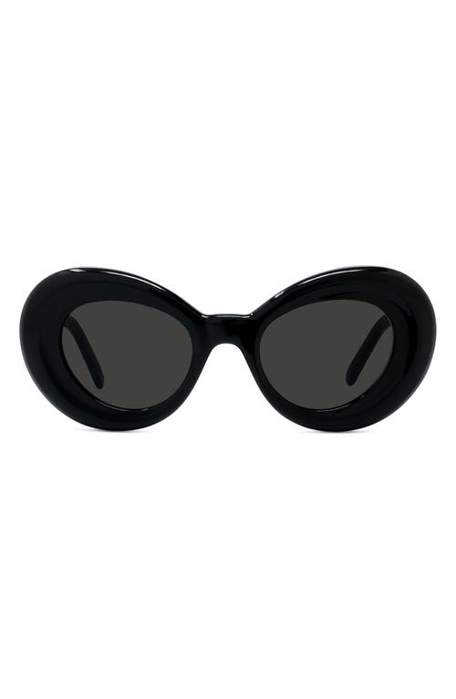 Shop Loewe Curvy 47mm Butterfly Sunglasses In Shiny Black/smoke