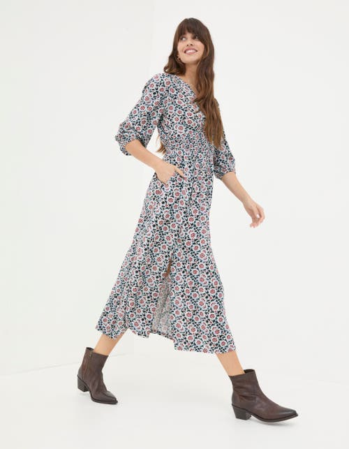 Shop Fatface Rene Wild Floral Midi Dress In Black