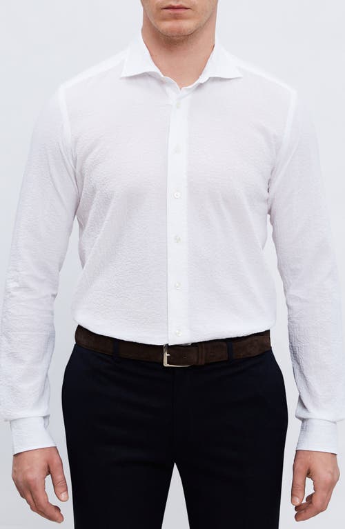 Shop Emanuel Berg Cotton Seersucker Button-up Shirt In White