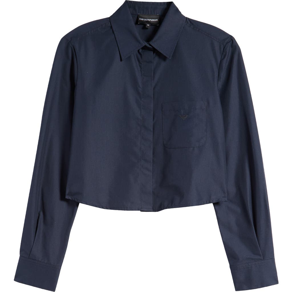EMPORIO ARMANI EMPORIO ARMANI CROP POPLIN BUTTON-UP SHIRT