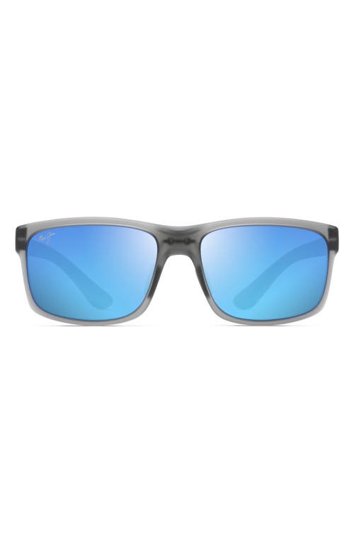 Maui Jim Pokowai Arch 58mm Polarized Rectangular Sunglasses in Translucent Matte Grey/Blue