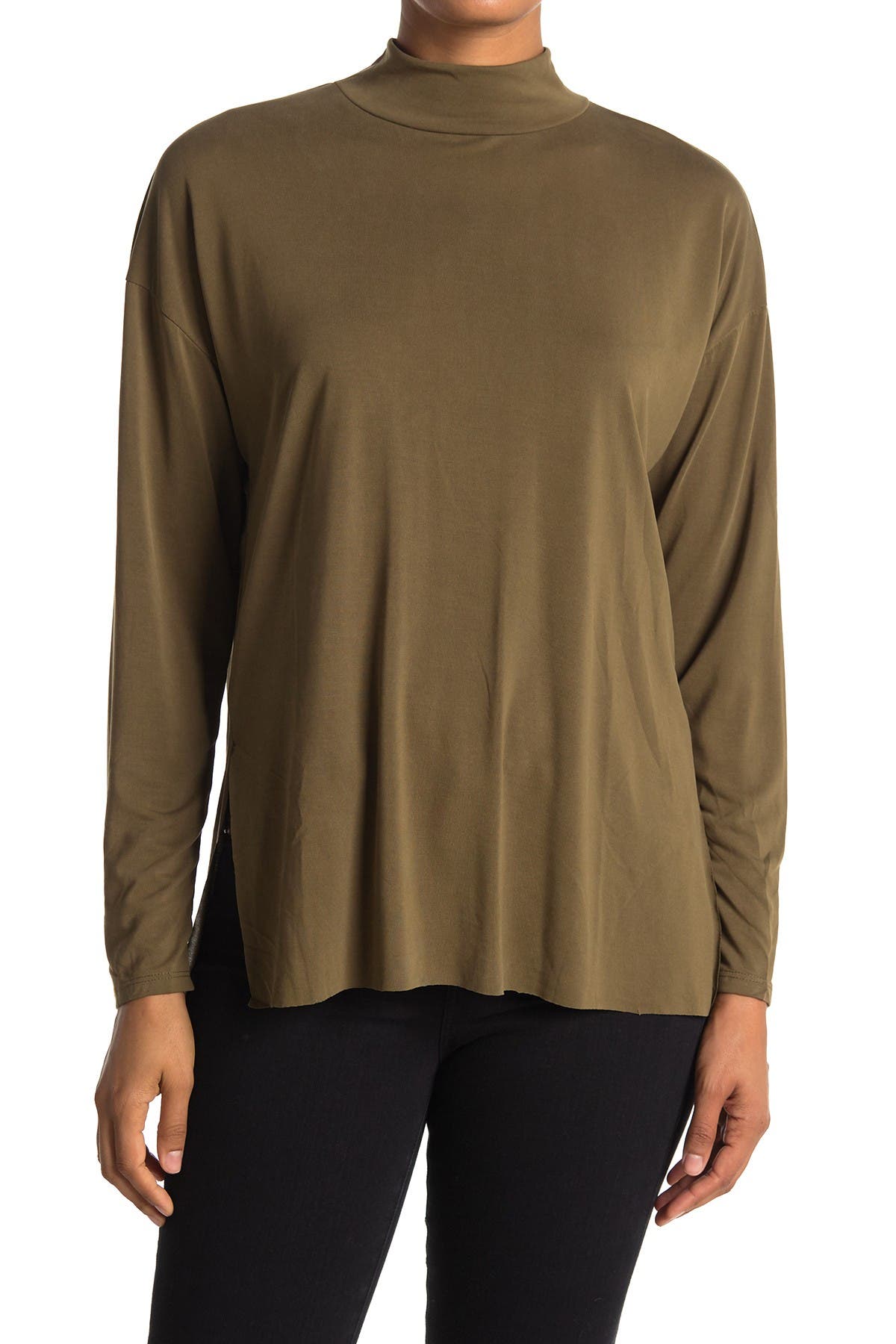 mock neck tunic tops