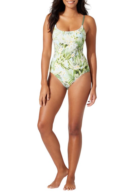 Tommy Bahama Paradise Fronds Reversible One-Piece Swimsuit Light Swimming Pool Rev at Nordstrom,