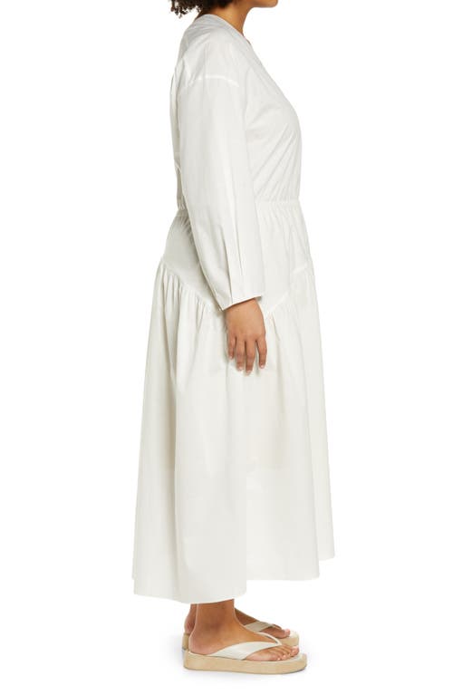Vince Double V-neck Long Sleeve Cotton Dress In White