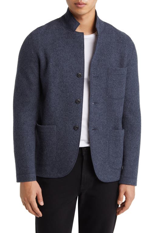 Felted Wool Chore Coat in Marled Navy