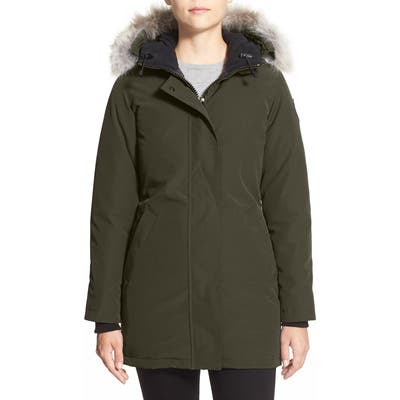 Canada Goose Victoria Down Parka With Genuine Coyote Fur Trim, (4-6) - Green