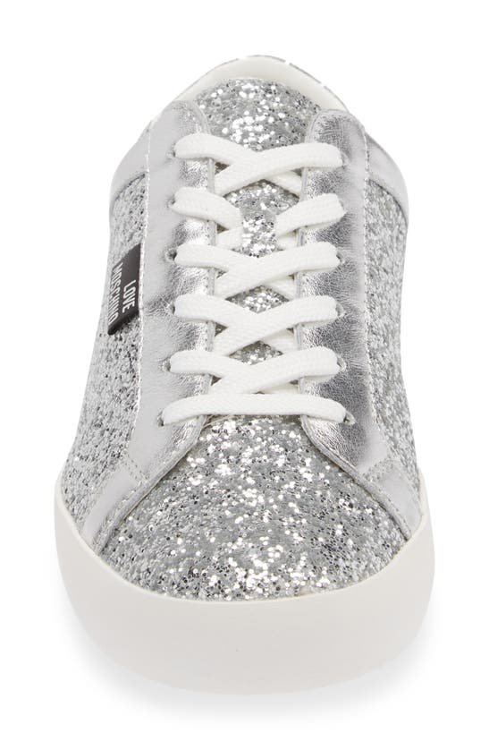 Shop Love Moschino Casse Sequin Sneaker In Glitter Lam Silver