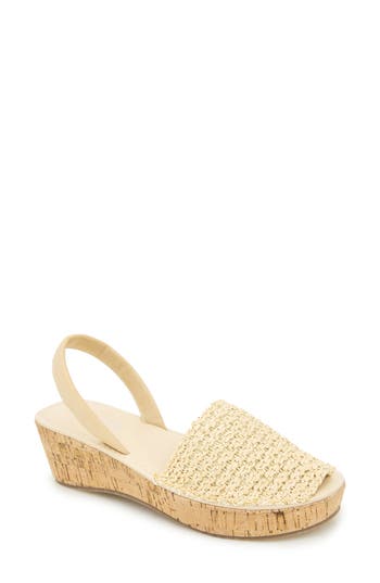 Reaction Kenneth Cole Fine Glass Woven Wedge Sandal In Natural
