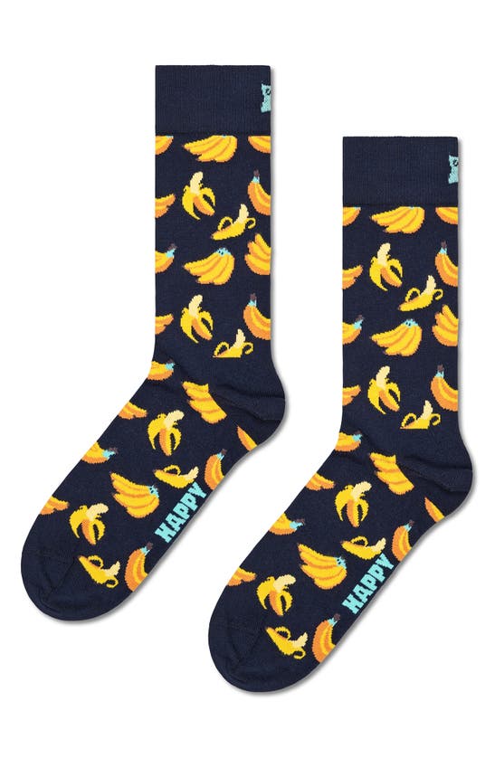 Happy Socks 3-pack Classic Banana Socks In Navy Multi