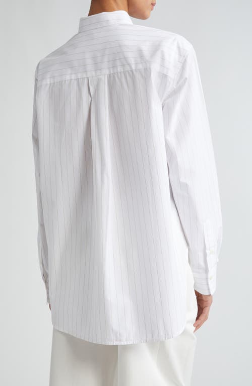 Shop Totême Toteme Signature Pinstripe Organic Cotton Button-up Shirt In White/ochre Pinstripe