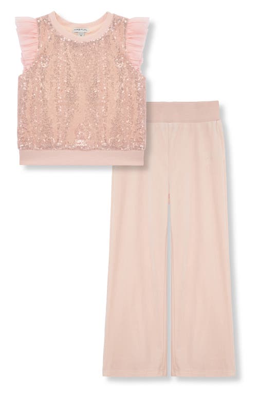 Shop Habitual Kids Kids' Velour Sequin Top & Sweatpants Set In Light Pink