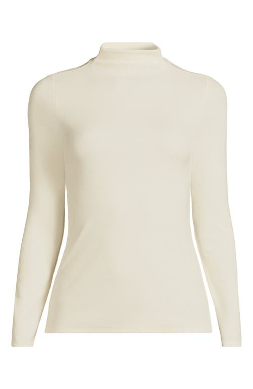 Shop Lands' End Plus Size Drapey Rib Skimming Long Sleeve Mock Neck In Fresh Ivory