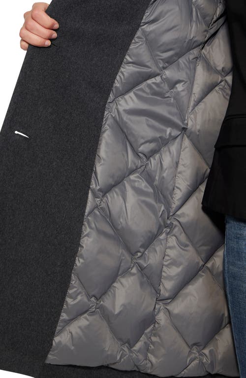 Shop Norwegian Wool Waterproof Wool Blend Coat With 750 Fill Power Quilted Down Lining In Charcoal