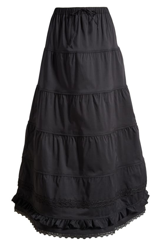 Shop Mistress Rocks Tiered Drawstring Maxi Skirt In Black