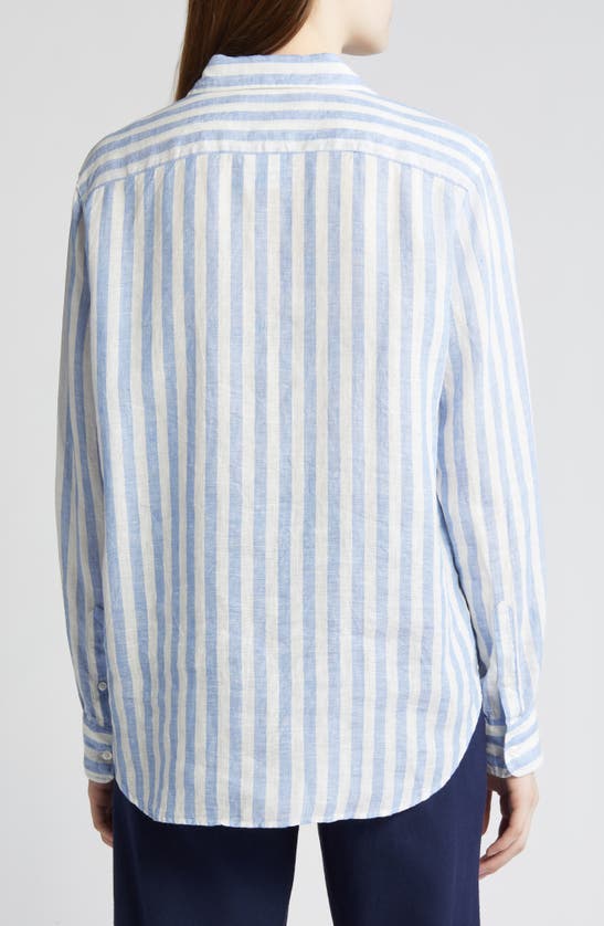 Shop Frank & Eileen Eileen Relaxed Button-up Shirt In Wide White Blue Stripe