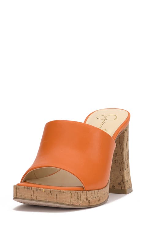 Caslon Women's Antonella Orange Leather Platform Flip Flop Sandals