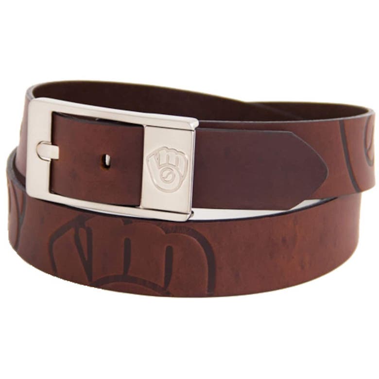 Eagles Wings Brown Milwaukee Brewers Brandish Leather Belt