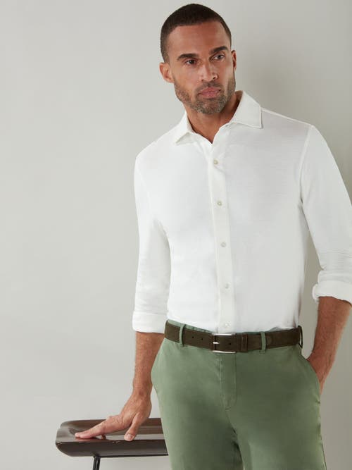 Robert Talbott Foster Long Sleeve Knit Shirt In White