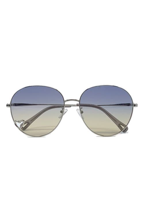 Bluestone Sunshields Love 53mm Polarized Round Sunglasses in Chrome /Blue/Yellow