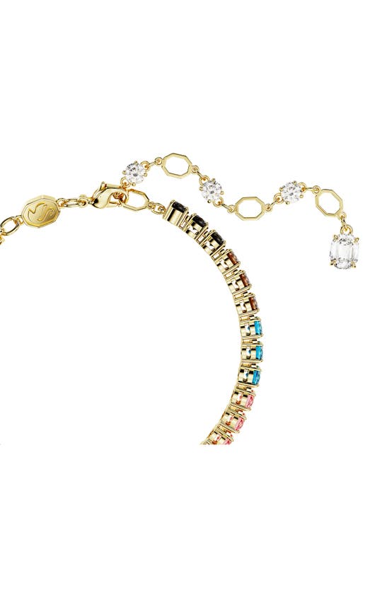 Swarovski Multicolored Round Cut Gold-tone Plated Matrix Bracelet In Multicolored