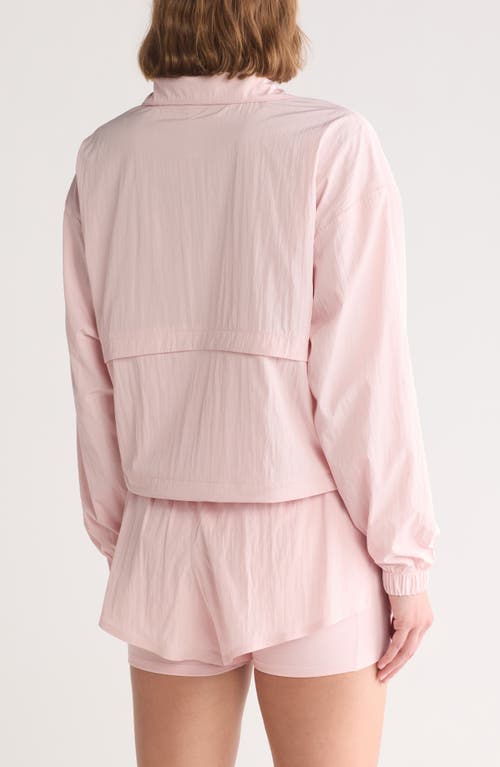 Shop Yogalicious Radiant Andrea Half Zip Crop Jacket In Chalk Pink