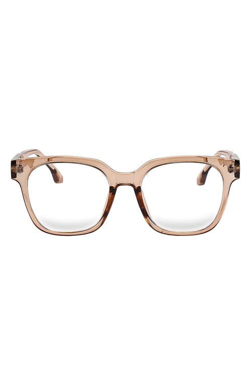 Fifth & Ninth Sage 53mm Round Blue Light Blocking Glasses in Transparent Tan/Clear at Nordstrom