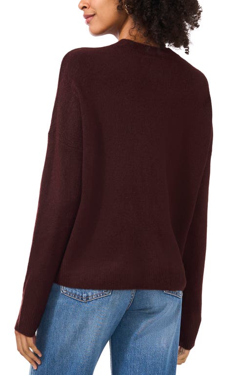 Shop Vince Camuto Cropped Crewneck Sweater In Port