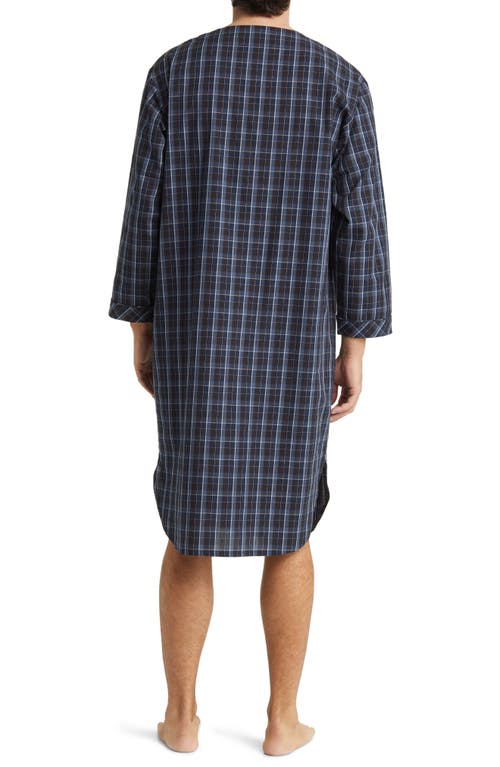 Shop Majestic International Coopers Check Woven Nightshirt In Navy/blue