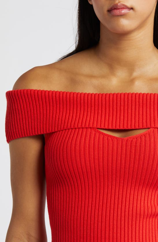 Astr Ainsley Cutout Off The Shoulder Sweater In Hot Red