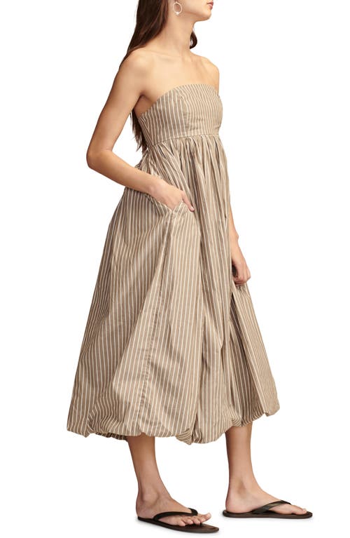 Shop Lucky Brand Stripe Strapless Bubble Hem Maxi Dress In Brown Stripe