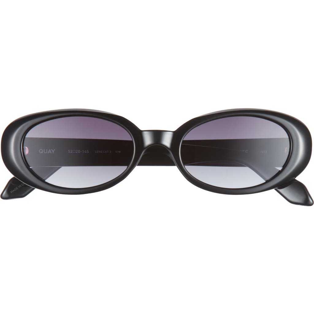 Quay Felt Cute 52mm Gradient Small Oval Sunglasses In Black/smoke